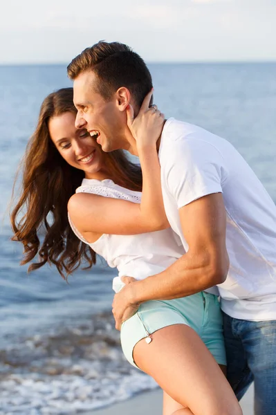 Verão Mar Bonito Lindo Casal Praia — Fotografia de Stock