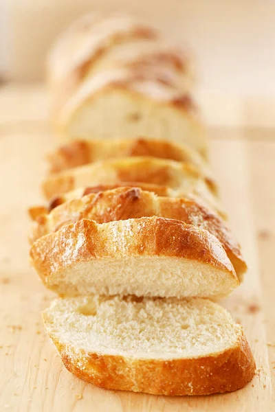 Jídlo Krájený Chléb Stole — Stock fotografie