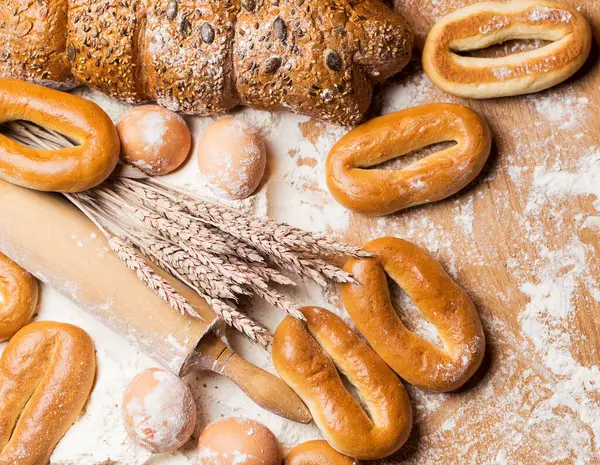 Pekárna Čerstvý Chléb Vejce Bagely — Stock fotografie