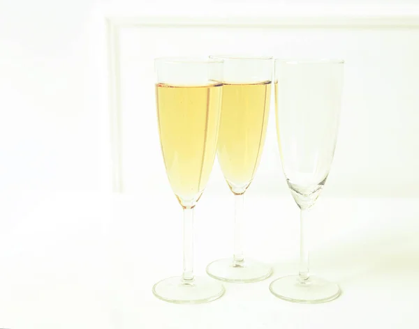 Coupe Champagne Sur Table — Photo