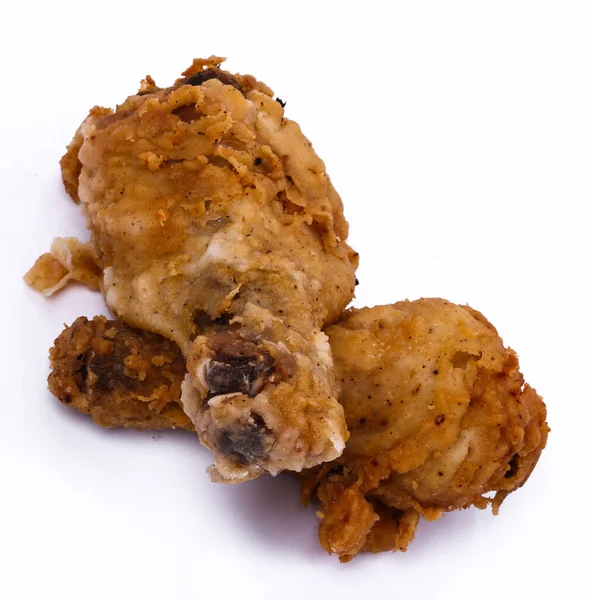 Yiyecekler Lezzetli Kızarmış Tavuk Budu Beyaz Arka Planda — Stok fotoğraf