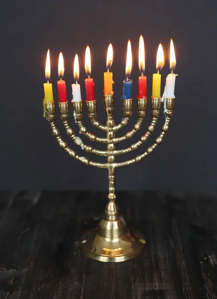 Joodse Feestdag Chanoeka Zijn Beroemde Negen Vertakte Menorah — Stockfoto