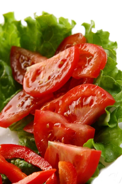 Tomatoes Plate Peper Salad — Stock Photo, Image