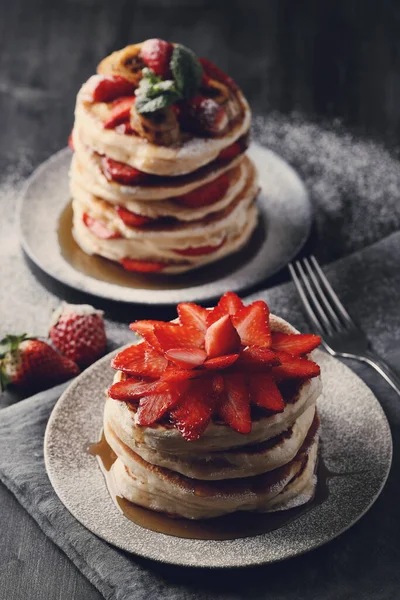 Comida Panquecas Deliciosas Prato — Fotografia de Stock