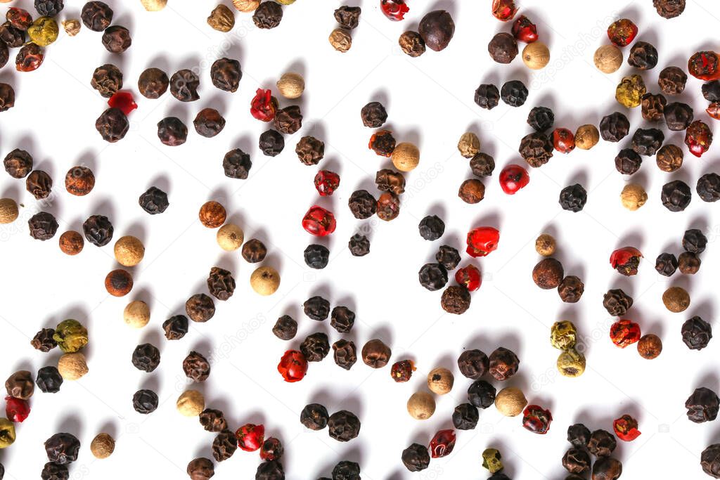 Heap of peppercorn on a white background