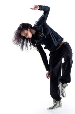 Beyaz arka planda hip-hop dansçısı