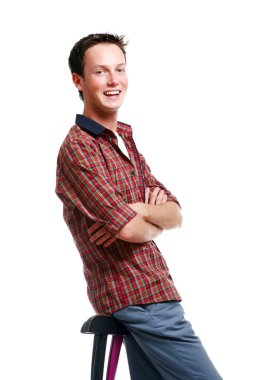 genç ve çekici çocuk beyaz zemin üzerine