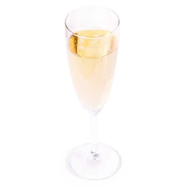 Glas Champagne Vit Bakgrund — Stockfoto