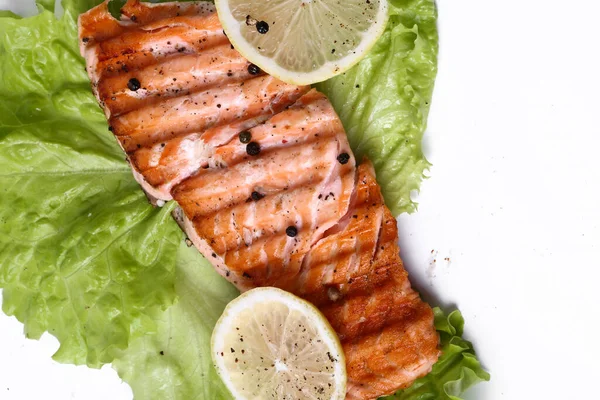 Delicioso Salmón Parrilla Sobre Mesa — Foto de Stock