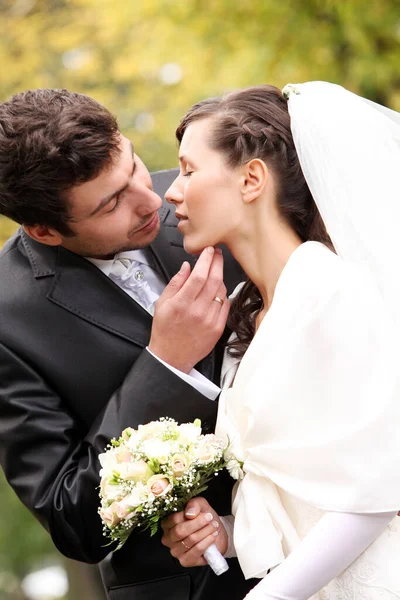 Bella Felice Coppia Posa Concetto Matrimonio — Foto Stock