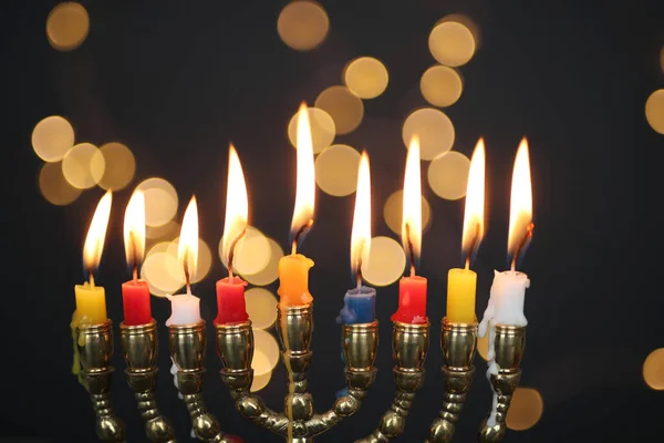 Judisk Högtid Hanukkah Och Dess Berömda Nio Grenade Menorah — Stockfoto