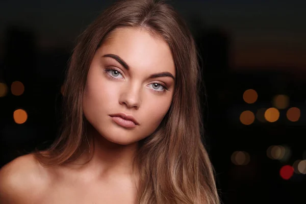 Schönheit Hautpflege Schöne Frau Mit Süßem Gesicht — Stockfoto