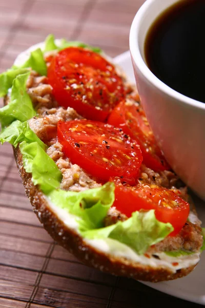 Ein Frisches Sanswich Mit Thunfisch Und Gemüse — Stockfoto