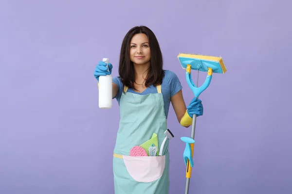 Domicílio Empregada Doméstica Trabalho Diário — Fotografia de Stock