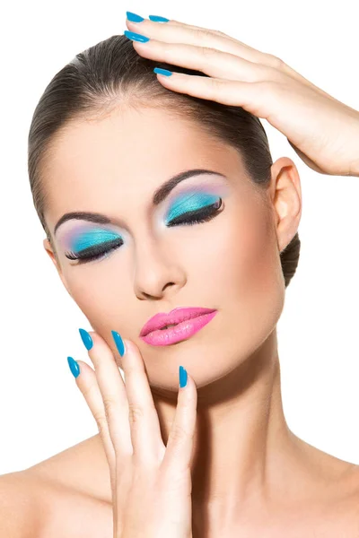 Femme Mignonne Attrayante Avec Maquillage Coloré — Photo