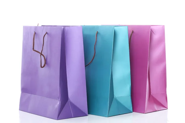 Closeup Shopping Bags White Background — Stock Photo, Image