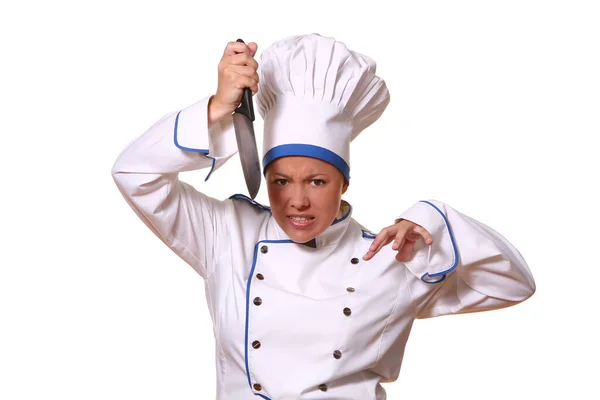 Mooie Vrouw Chef Kok Beelden — Stockfoto