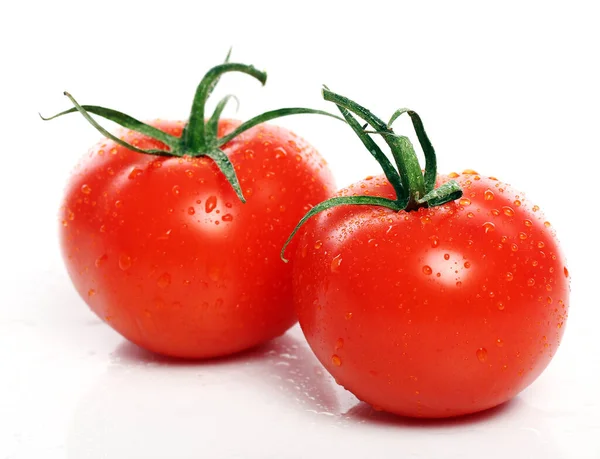 Frisse Smakelijke Tomaten Witte Achtergrond — Stockfoto