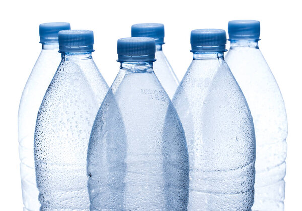 Empty water bottle on white background