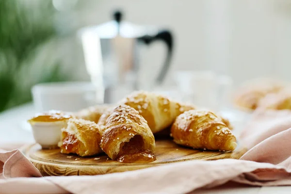 Food Snacks Delicious Fresh Croissants — Stock Photo, Image