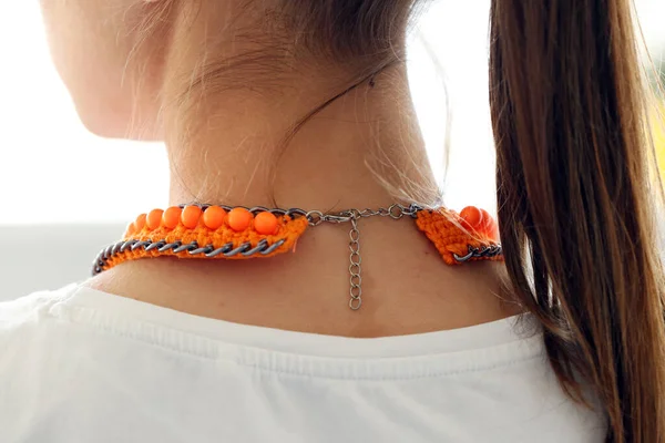 Woman Orange Necklace — Stock Photo, Image
