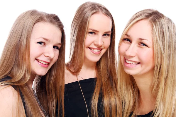 Gruppen Unga Flickvänner Isolerade Över Vita — Stockfoto