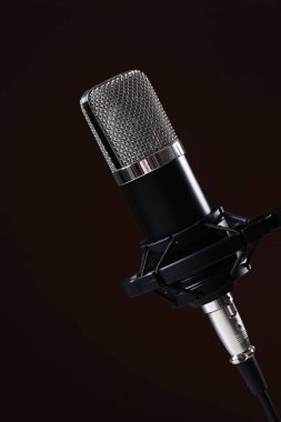 Ses stüdyosu. Mikrofon yakın plan.