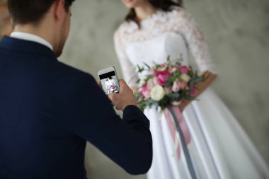 Düğün için. Güzel çift evleniyor.