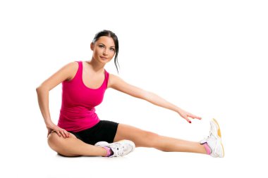 Spor yaparken güzel bir esmer.