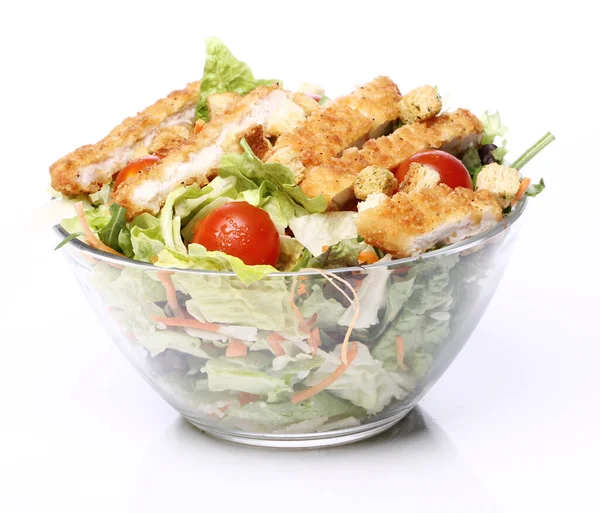 Salade Saine Avec Poulet Légumes Dans Bol — Photo