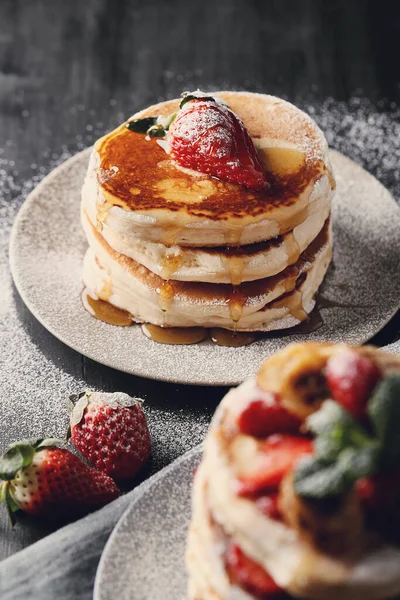 Comida Panquecas Deliciosas Prato — Fotografia de Stock