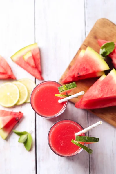 Delicioso Smoothie Melancia Mesa — Fotografia de Stock