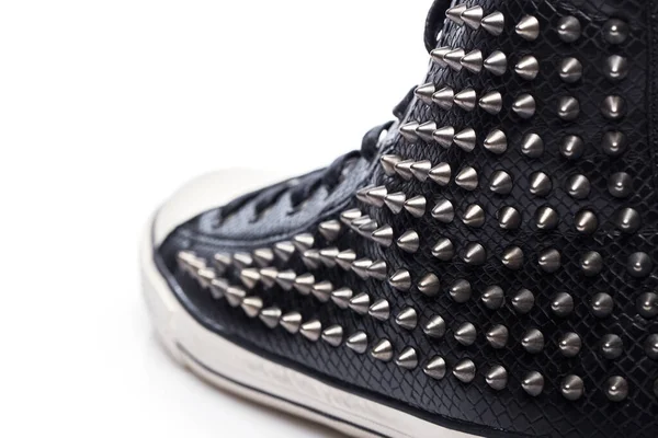 Мода Черная Обувь Белом Фоне — стоковое фото