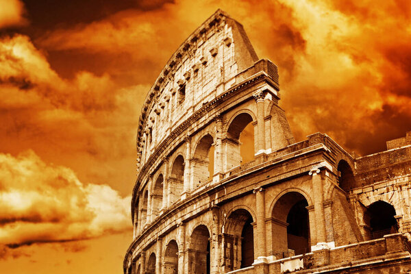 Colosseum is old, famous construction in Rome, Italy