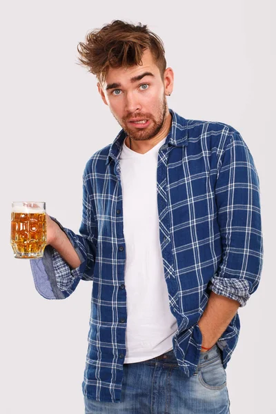 Alcohol Problemas Joven Alcohólico Con Cerveza — Foto de Stock