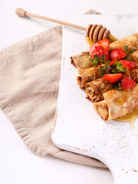 Hecho Casa Deliciosos Panqueques Sobre Mesa — Foto de Stock