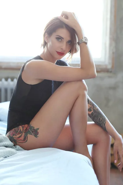Beauty Beautiful Girl Tattoo — Fotografie, imagine de stoc
