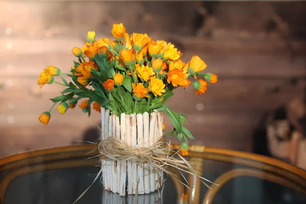Bouquet of calendula flowers in the sun — Stock Photo, Image