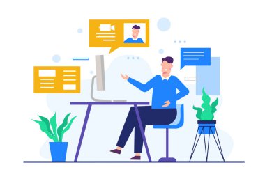 İniş sayfası şablonu için ev konsepti çiziminden çalışma