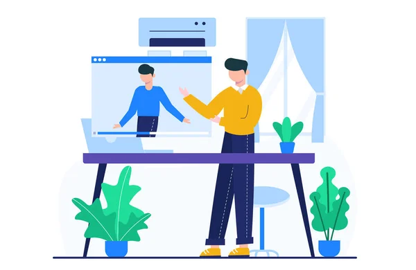 İniş sayfası şablonu için canlı yayın konsepti illüstrasyonunu izlemek