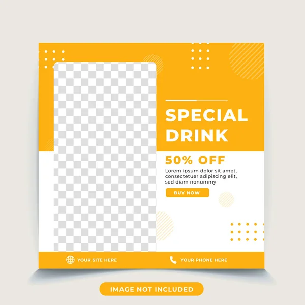 Beber Instagram Mídia Social Post Banner Template —  Vetores de Stock