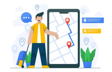 İniş sayfası şablonu için navigasyon konsepti çizimi