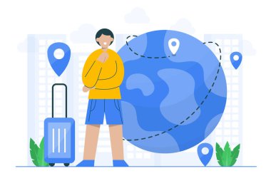 İniş sayfası şablonu için seyahat konsepti çizimi