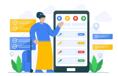 İniş sayfası şablonu için uçuş rezervasyon konsepti çizimi