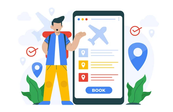 İniş sayfası şablonu için uçuş rezervasyon konsepti çizimi