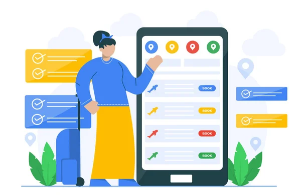 İniş sayfası şablonu için uçuş rezervasyon konsepti çizimi