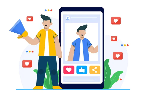 İniş sayfası şablonu için sosyal medya pazarlama kavramı çizimi