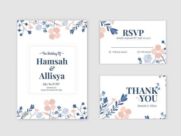 Çiçekli düğün davetiyesi şablonu