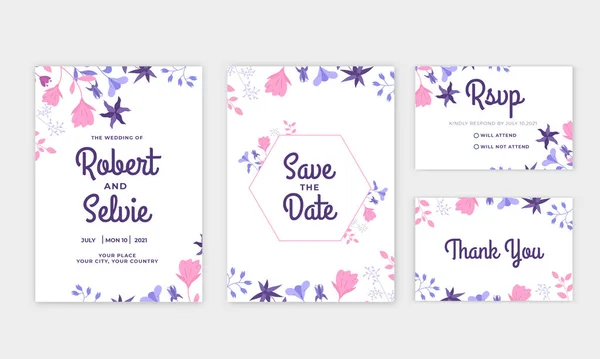 Çiçekli düğün davetiyesi şablonu