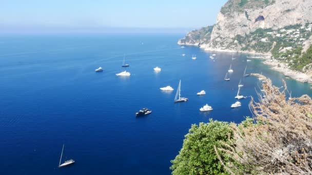 Île Capri Italie Vue Sur Les Bateaux Dans Mer Tyrrhénienne — Video